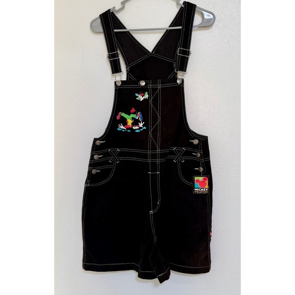 vintage Mickey Unlimited Jerry Leigh Black Denim Overall Shorts Women's L